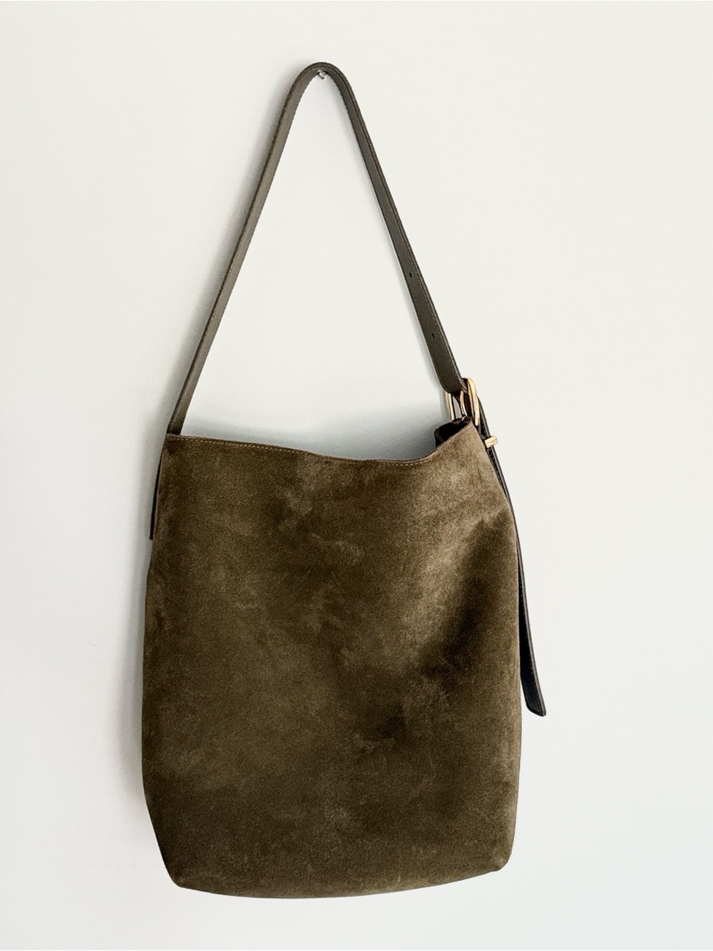 Madewell Olive Green Suede Essential Bucket Tote - Picture 2 of 7